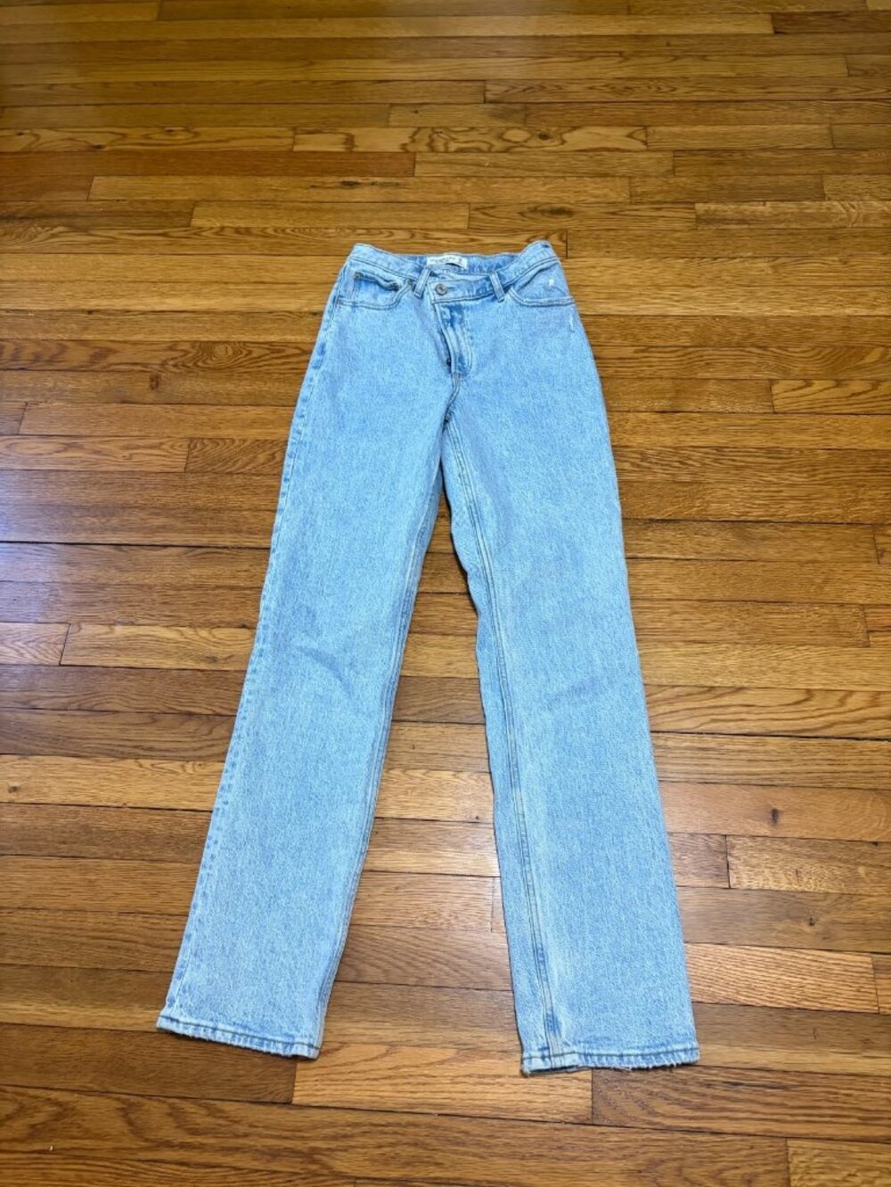 Abercrombie Fitch Womens 90s Straight Ultra High-Rise Jeans Size 0L Tall Blue